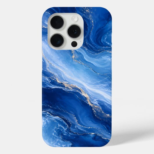 Blauw Marmeren Golven Luxe Abstract Case-Mate iPhone Case (Achterkant)