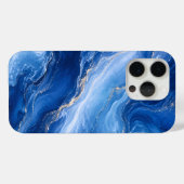 Blauw Marmeren Golven Luxe Abstract Case-Mate iPhone Case (Achterkant (horizontaal))