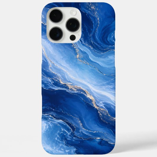Blauw Marmeren Golven Luxe Abstract Case-Mate iPhone Case (Achterkant)