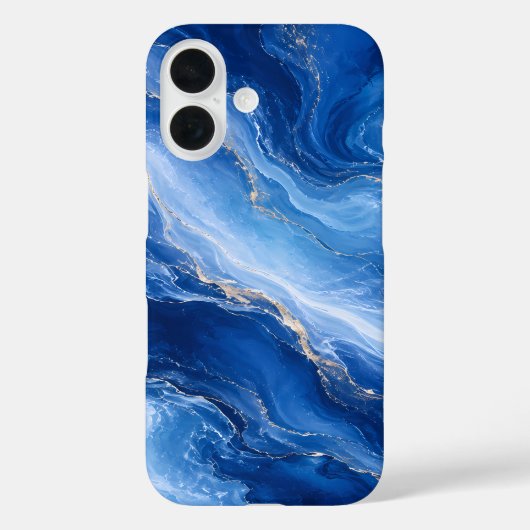 Blauw Marmeren Golven Luxe Abstract Case-Mate iPhone Case (Achterkant)