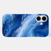 Blauw Marmeren Golven Luxe Abstract Case-Mate iPhone Case (Achterkant (horizontaal))