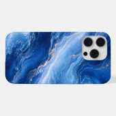 Blauw Marmeren Golven Luxe Abstract iPhone Hoesje (Achterkant horizontaal)
