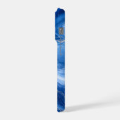 Blauw Marmeren Golven Luxe Abstract iPhone Hoesje (Linkerkant)