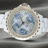 Blauw marmeren horloge met Arabische cijfers – Ele