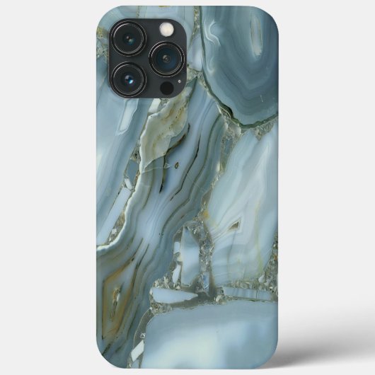 Blauw Marmeren Ontwerp iPhone Case (Achterkant)