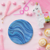 Blauw Marmeren Papier Borden Papieren Bordje (Feest)