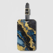 Blauw marmeren patroon met goud bagagelabel (Voorkant (verticaal))