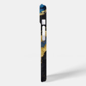 Blauw marmeren patroon met goud Case-Mate iPhone case (Achterkant / Links)