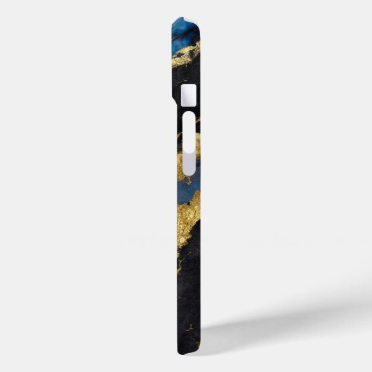 Blauw marmeren patroon met goud Case-Mate iPhone case (Achterkant / Links)