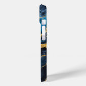 Blauw marmeren patroon met goud Case-Mate iPhone case (Achterkant / Links)