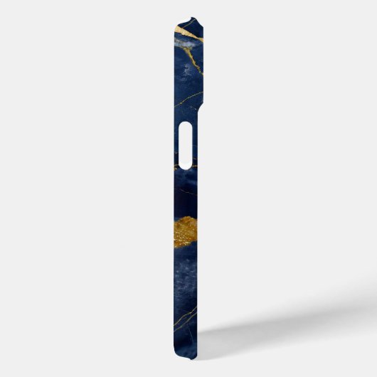 Blauw marmeren patroon met goud Case-Mate iPhone case (Achterkant / Rechts)