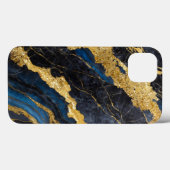 Blauw marmeren patroon met goud Case-Mate iPhone case (Achterkant (horizontaal))