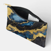Blauw marmeren patroon met goud etui (Open)
