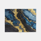 Blauw marmeren patroon met goud fleece deken (Voorkant (Horizontaal))