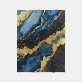 Blauw marmeren patroon met goud fleece deken (Voorkant)