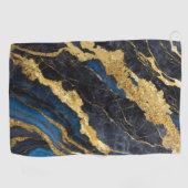Blauw marmeren patroon met goud golfhanddoek (Horizontaal)
