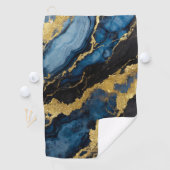 Blauw marmeren patroon met goud golfhanddoek (Insitu)