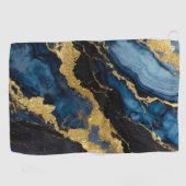 Blauw marmeren patroon met goud golfhanddoek (Horizontaal)