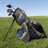 Blauw marmeren patroon met goud golfhanddoek (Groen)