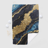 Blauw marmeren patroon met goud golfhanddoek (Insitu)