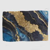 Blauw marmeren patroon met goud golfhanddoek (Horizontaal)