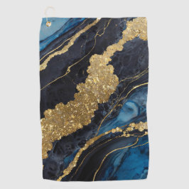 Blauw marmeren patroon met goud golfhanddoek