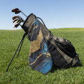 Blauw marmeren patroon met goud golfhanddoek (Groen)