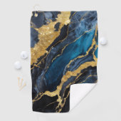 Blauw marmeren patroon met goud golfhanddoek (Insitu)