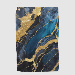Blauw marmeren patroon met goud golfhanddoek