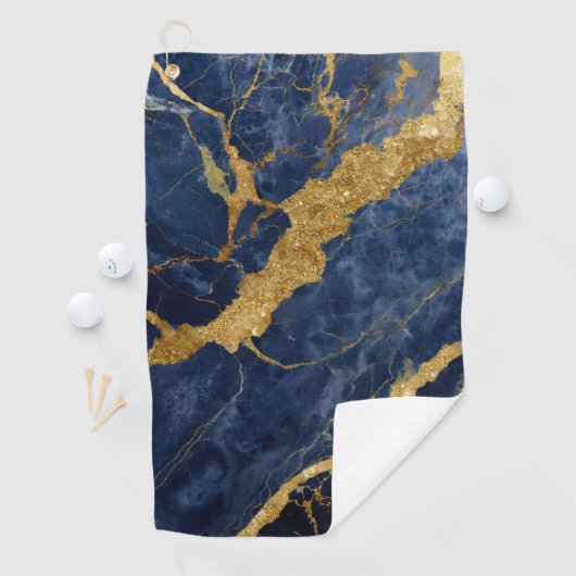 Blauw marmeren patroon met goud golfhanddoek (Insitu)