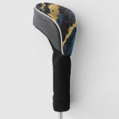 Blauw marmeren patroon met goud golfheadcover (Schuin)