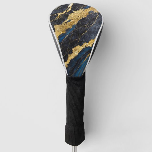 Blauw marmeren patroon met goud golfheadcover (Voorkant)