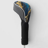 Blauw marmeren patroon met goud golfheadcover (Schuin)