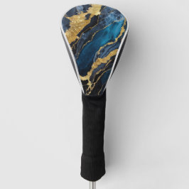Blauw marmeren patroon met goud golfheadcover