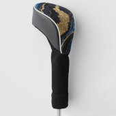 Blauw marmeren patroon met goud golfheadcover (Schuin)