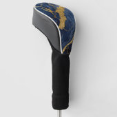 Blauw marmeren patroon met goud golfheadcover (Schuin)