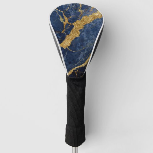 Blauw marmeren patroon met goud golfheadcover (Voorkant)