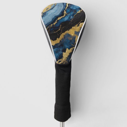 Blauw marmeren patroon met goud golfheadcover (Voorkant)