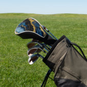Blauw marmeren patroon met goud golfheadcover (Insitu)
