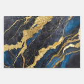 Blauw marmeren patroon met goud inpakpapier vel (Voorkant 3)