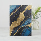 Blauw marmeren patroon met goud kaart (Staand voorkant)