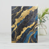 Blauw marmeren patroon met goud kaart (Staand voorkant)