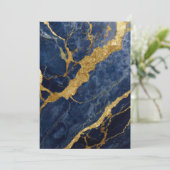 Blauw marmeren patroon met goud kaart (Staand voorkant)