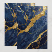 Blauw marmeren patroon met goud kaart (Voorkant / Achterkant)