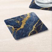Blauw marmeren patroon met goud kartonnen onderzetters (Schuin)