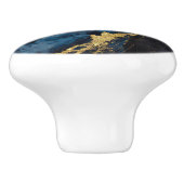 Blauw marmeren patroon met goud keramische knop (Zijkant)