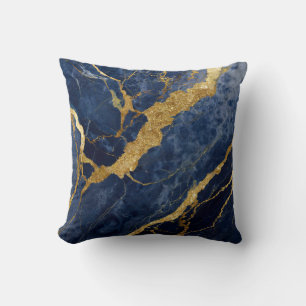 Blauw marmeren patroon met goud kussen