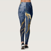 Blauw marmeren patroon met goud leggings (Achterkant)