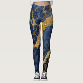 Blauw marmeren patroon met goud leggings