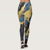 Blauw marmeren patroon met goud leggings (Achterkant)